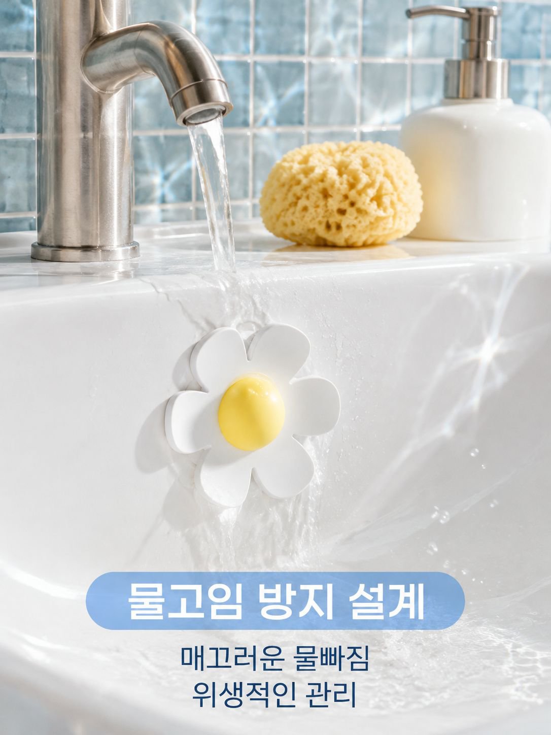 작은 꽃 세면대 오버플로우 구멍 마개