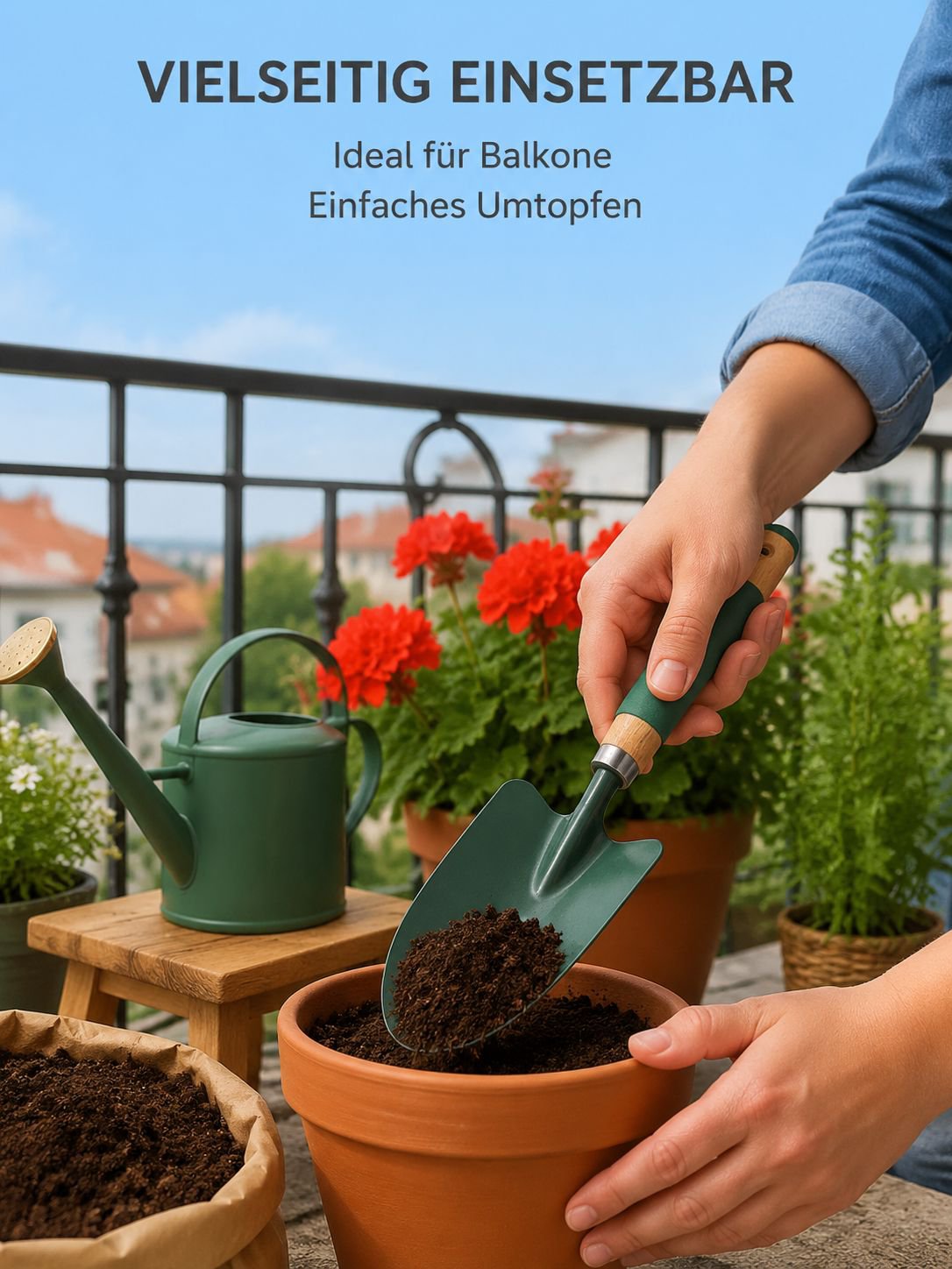 Multifunktionales Gartenwerkzeug-Set mit 36cm langer Schaufel, Blumenschaufel und Eisenspaten