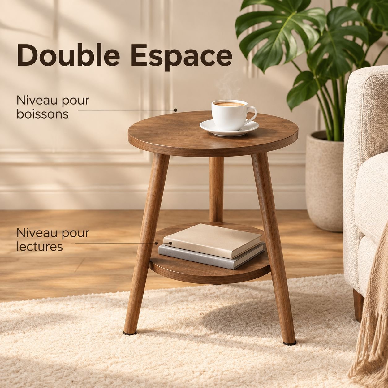 Petite table ronde d’appoint pour salon et balcon