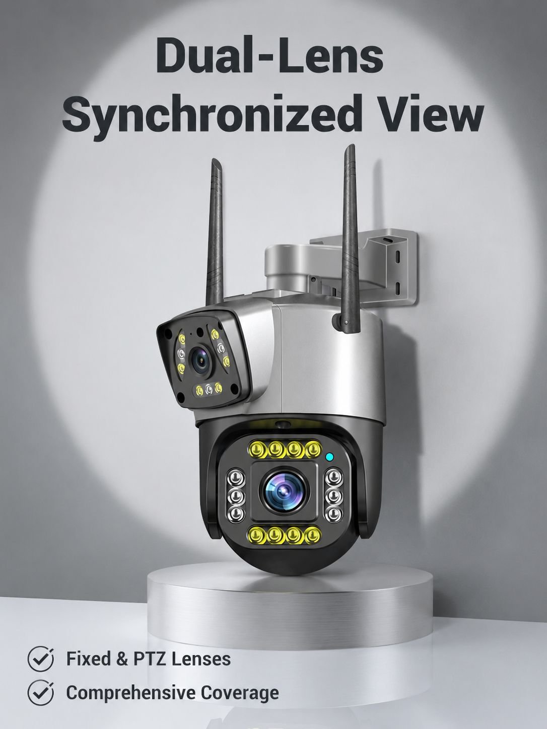 Home Camera Dual Lens HD Auto Night Vision Surveillance Camera