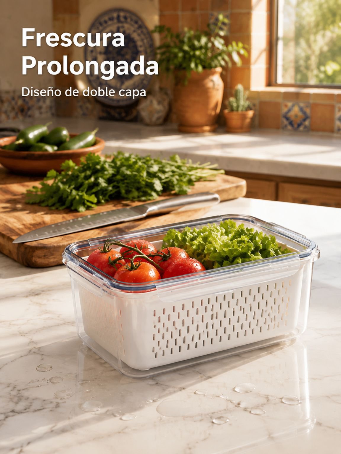 Caja conservadora con escurridor