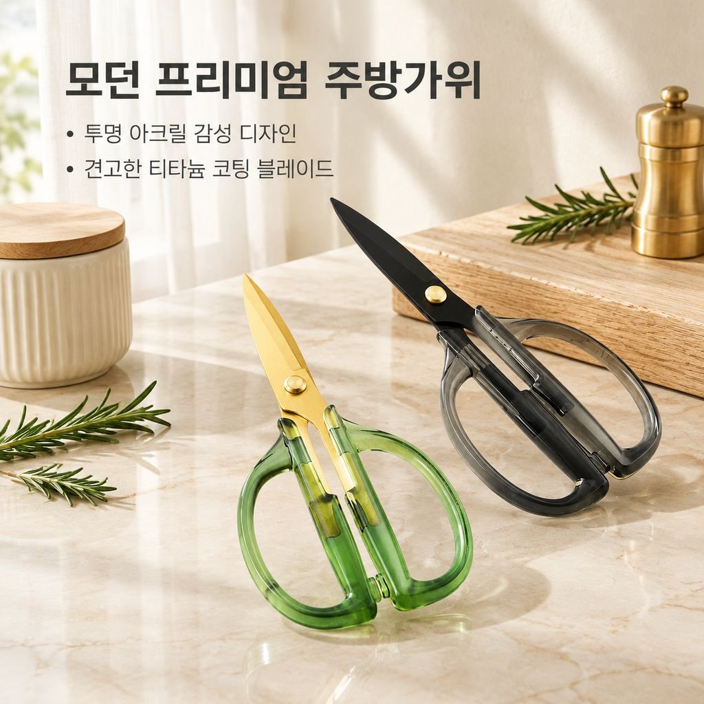 블랙 티타늄 스테인리스 주방가위 아크릴 핸들 다기능 해물가위 바비큐 야채가위