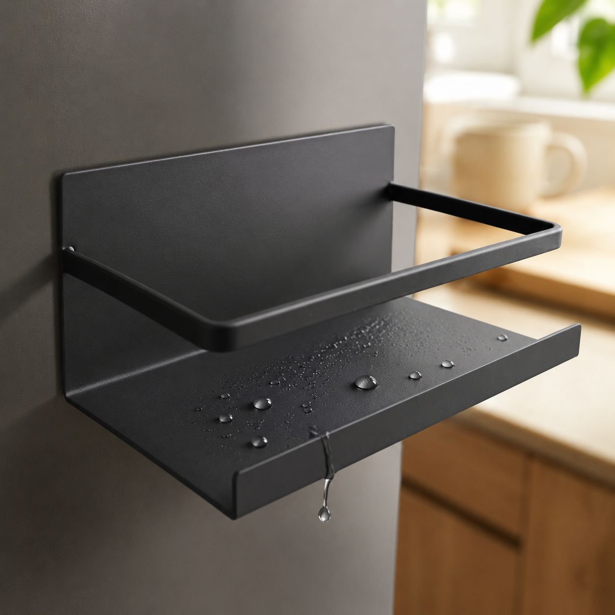Drill-free magnetic rack for kitchen essentials