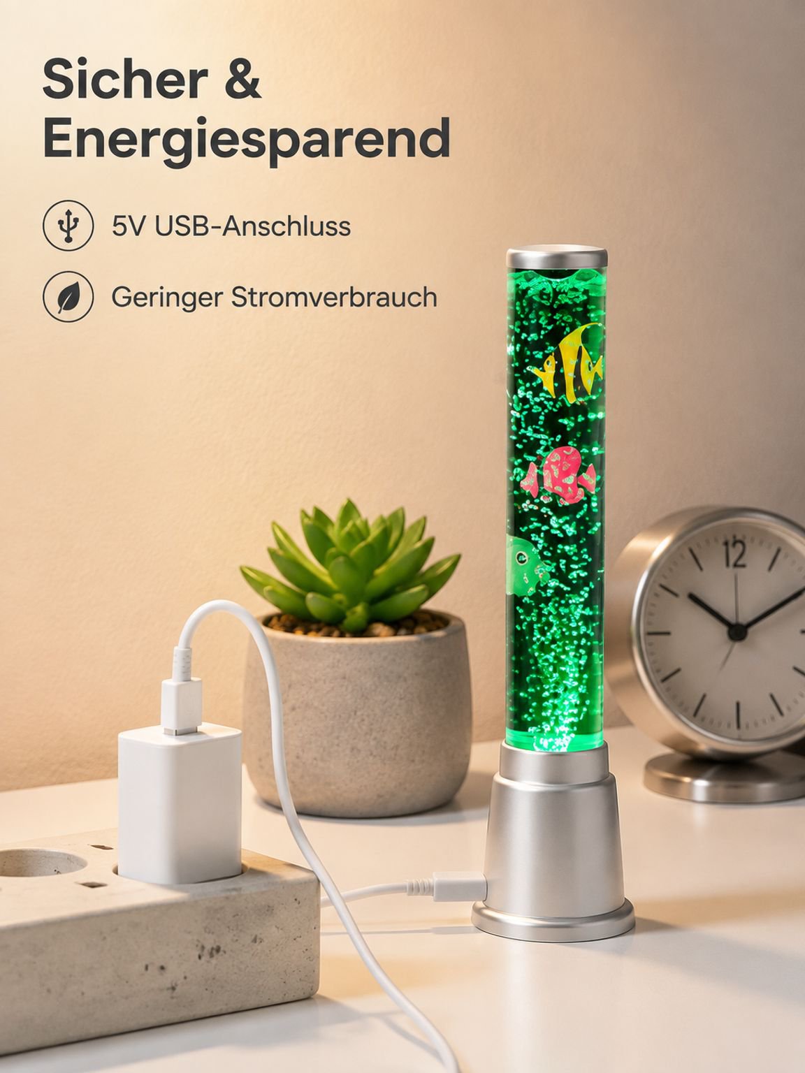 Aquarium Dekoration mit farbiger LED Lampe