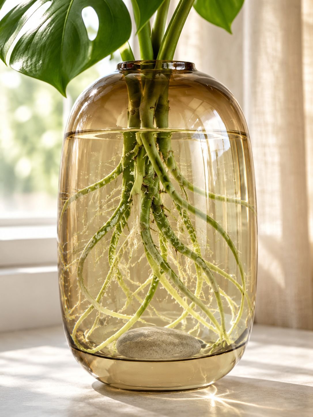 Chic glass vase decorated for modern home interiors