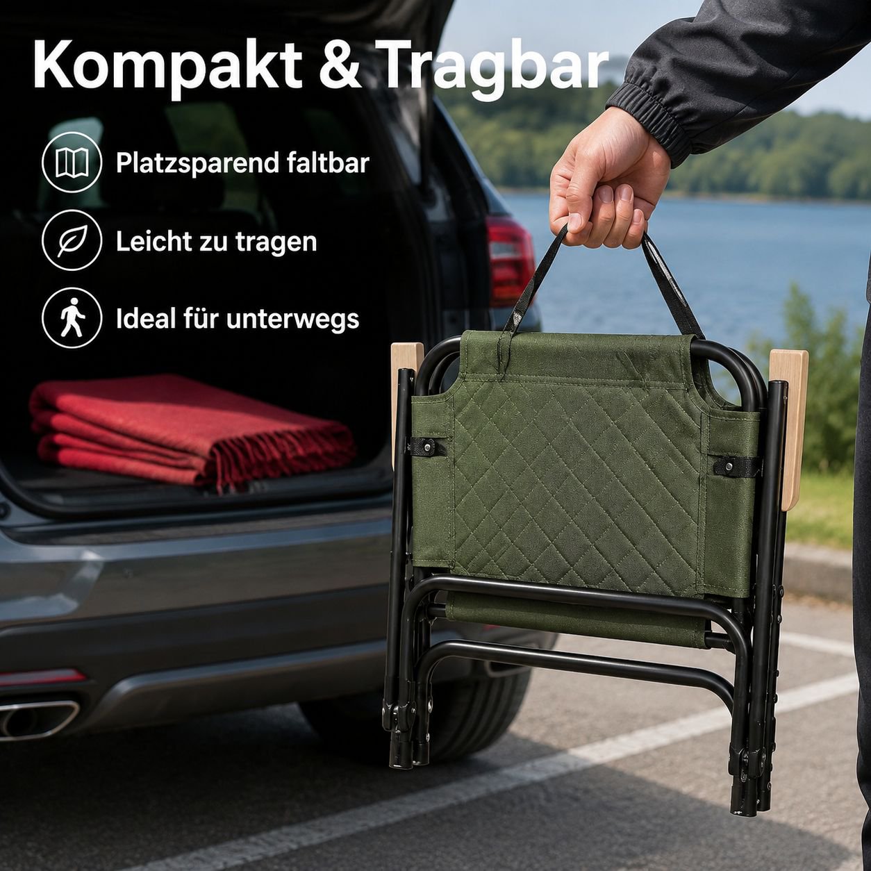 Outdoor-faltbarer, tragbarer Campingstuhl mit verdickter und verstärkter Konstruktion