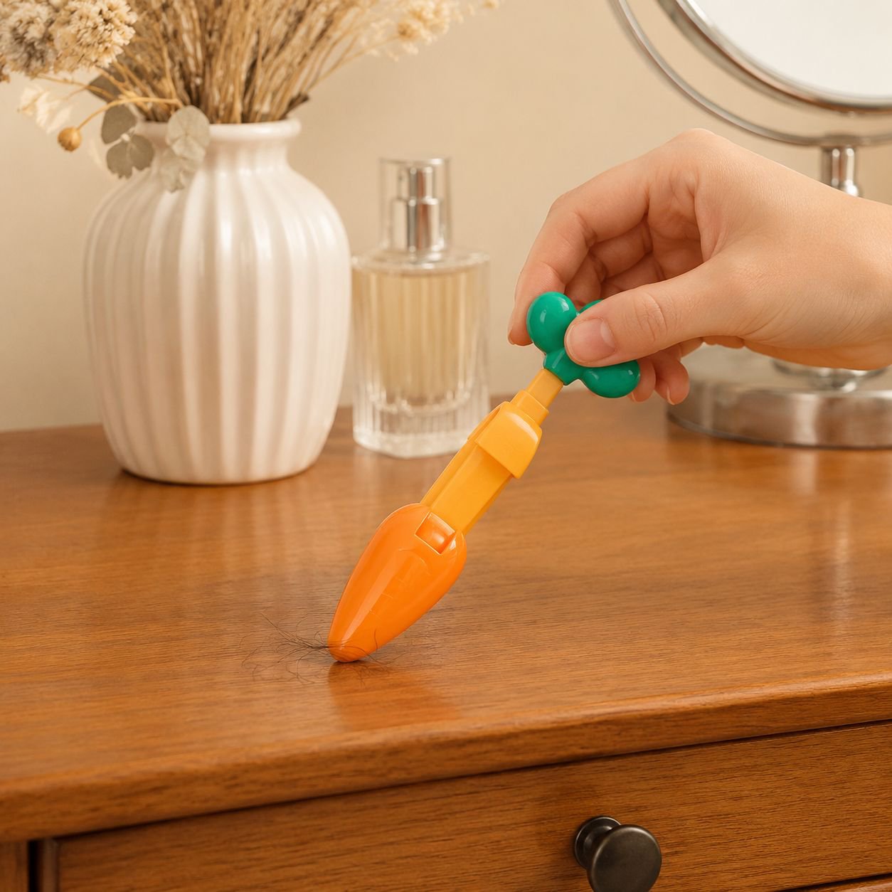 Creative Hair and Trash Grabber removing hair from bathroom drain