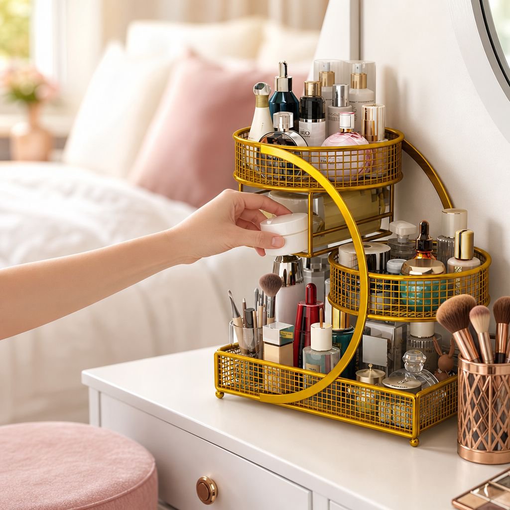 Desktop Cosmetic Organizer Bathroom Sink Storage Box