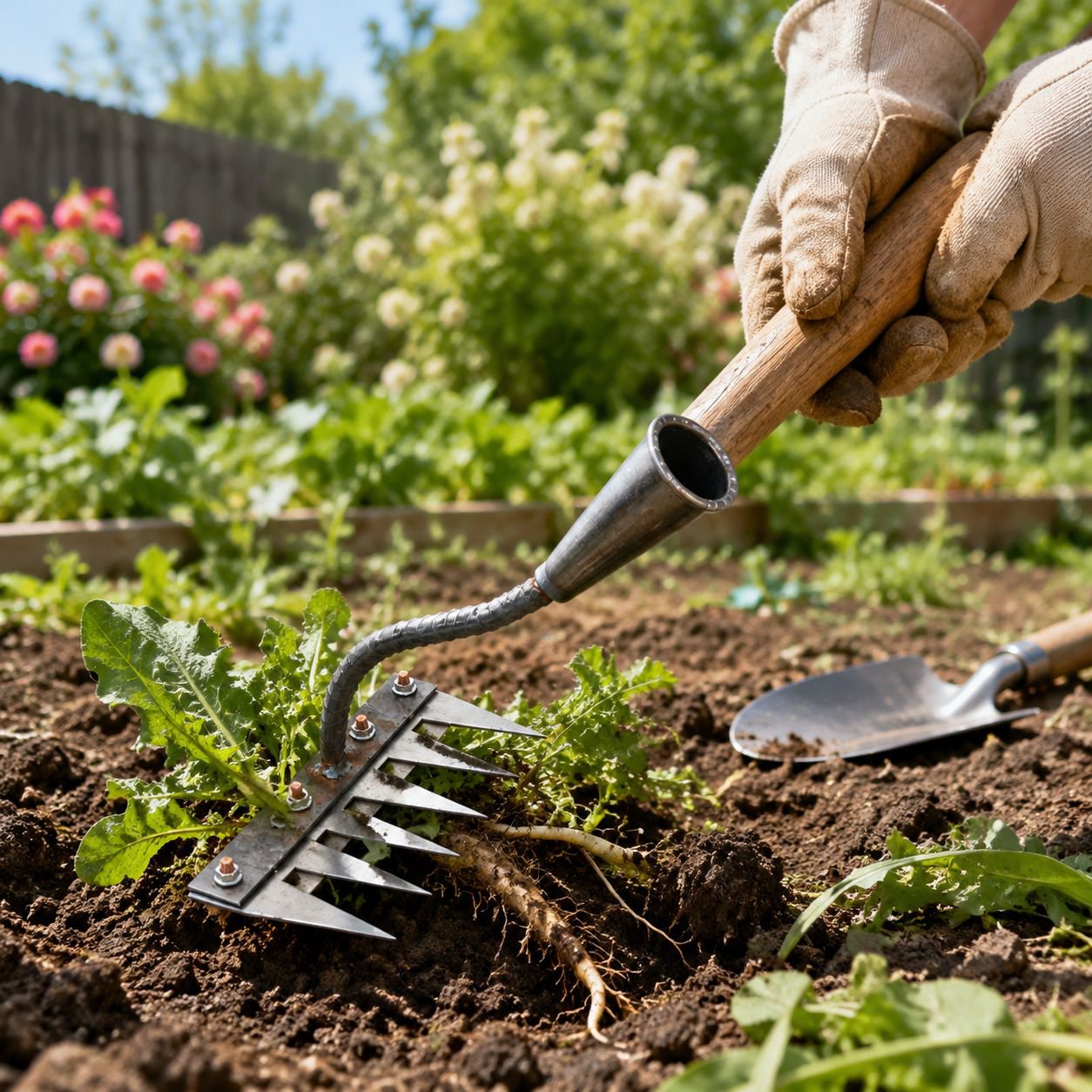 Detachable Thickened Manganese Steel Agricultural Weeding Rake Tool