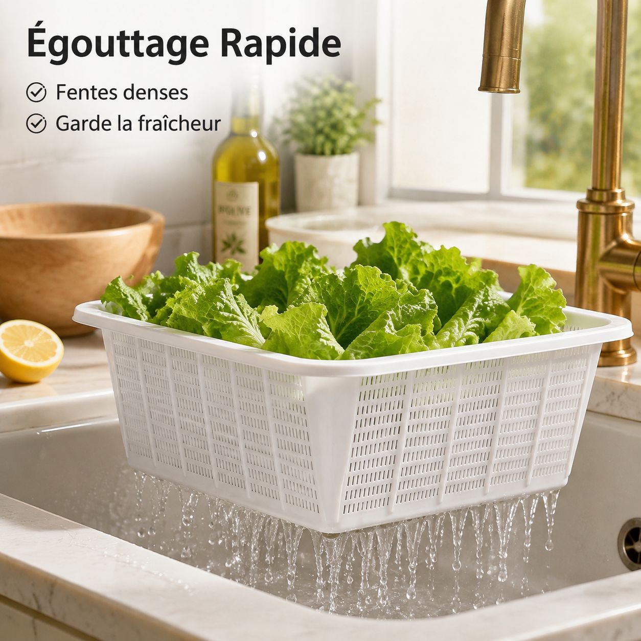 Égouttoir de cuisine en plastique à mailles serrées