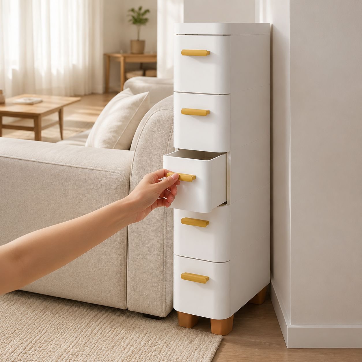 Drawer cabinet used for organizing pantry items