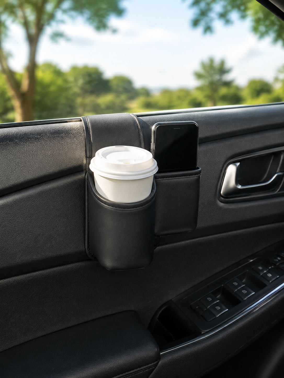 Car door cup holder, car storage bag, water cup holder, mobile phone holder, side embedded installat