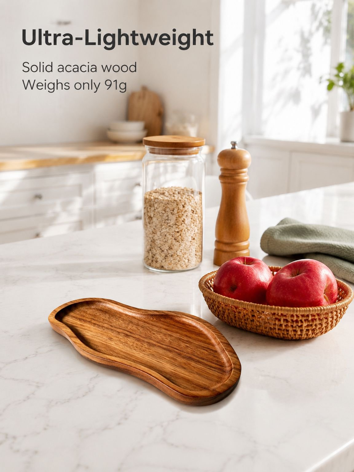 Compact wooden platter for snacks and small desserts