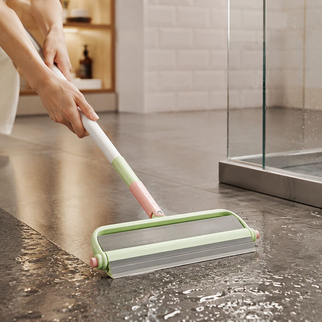 Worry-Free Dopamine Series Dual-Head Water Scraper Cleaning Brush for Bathroom and Floor