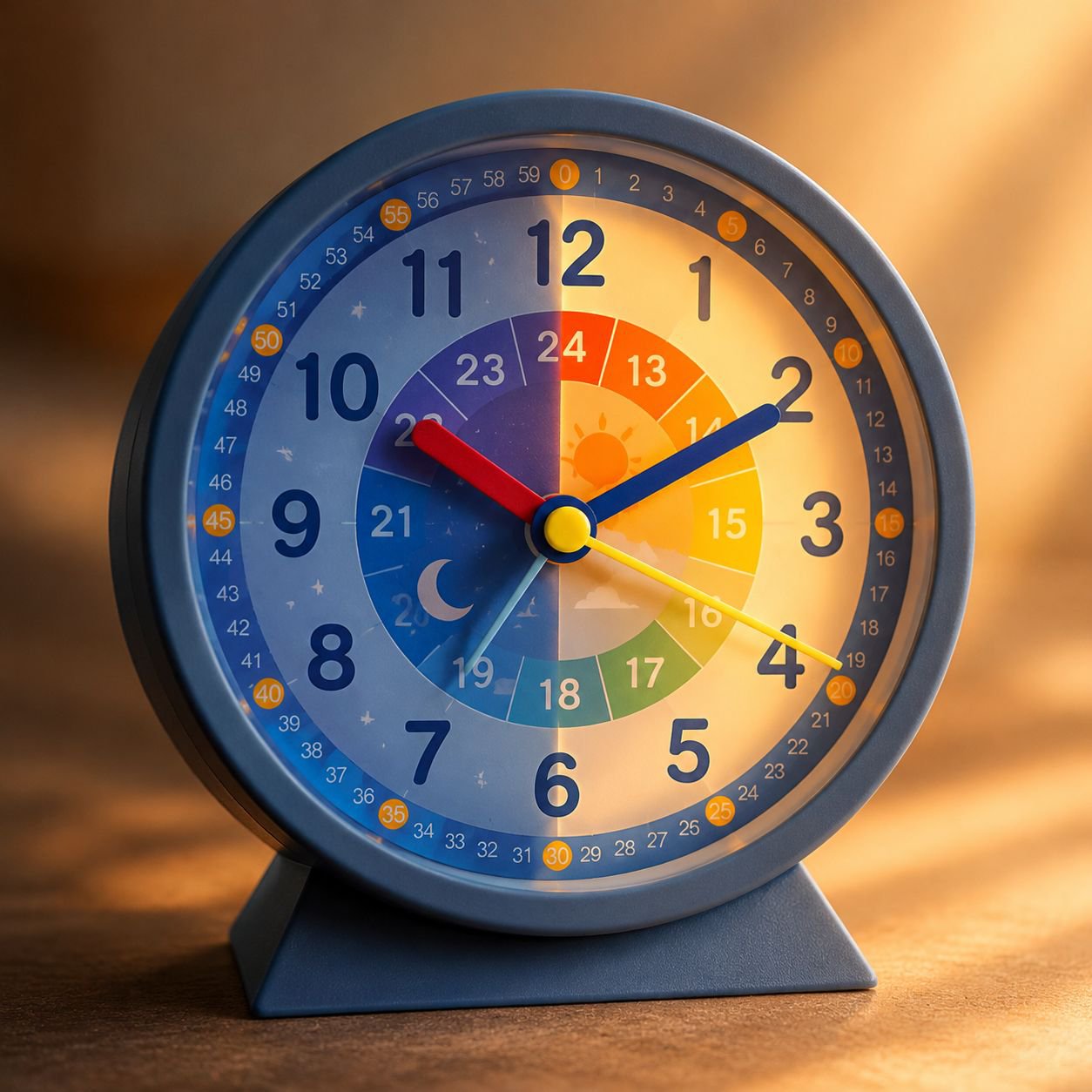 Children's early education clock showing digital time