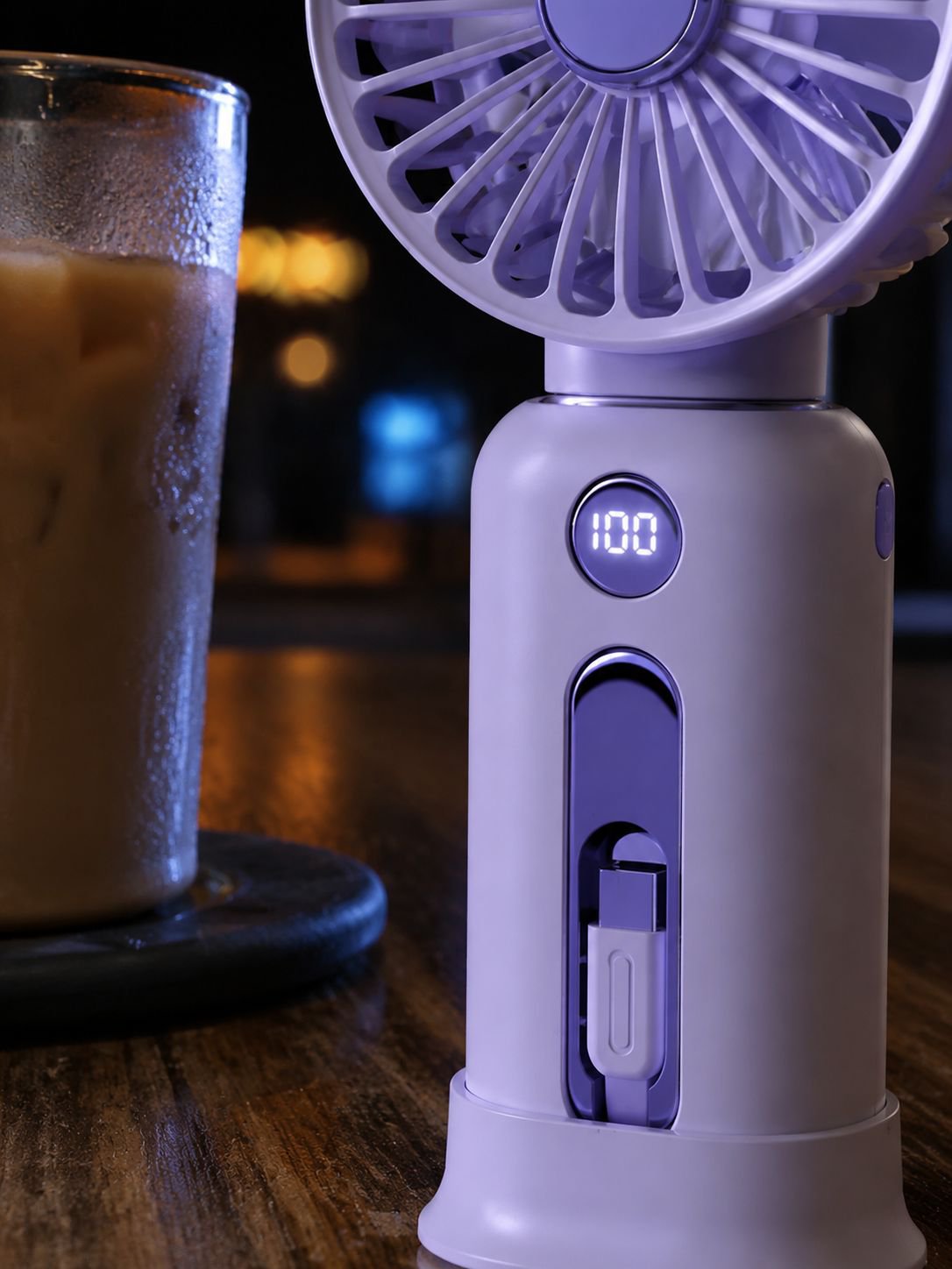 Rechargeable 10,000 mAh Handheld Mini Fan with Digital Display