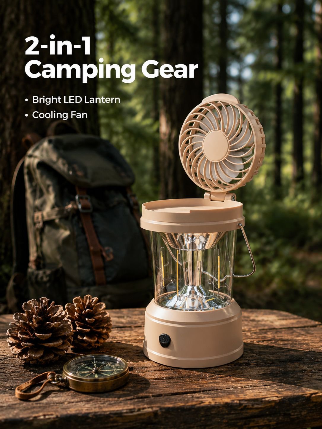 Portable High-Intensity Folding Tent Light Fan Multifunctional Camping Lantern