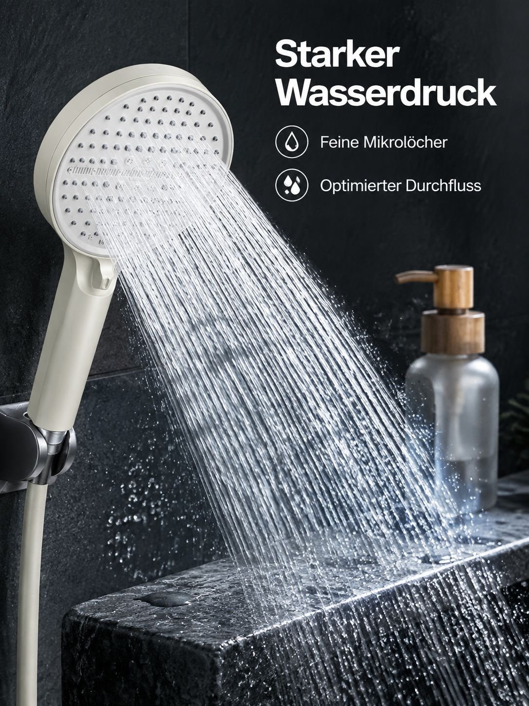 Superstarker Druckverstärker-Duschkopf, Haushalts-Brausekopf mit breitem Sprühfeld