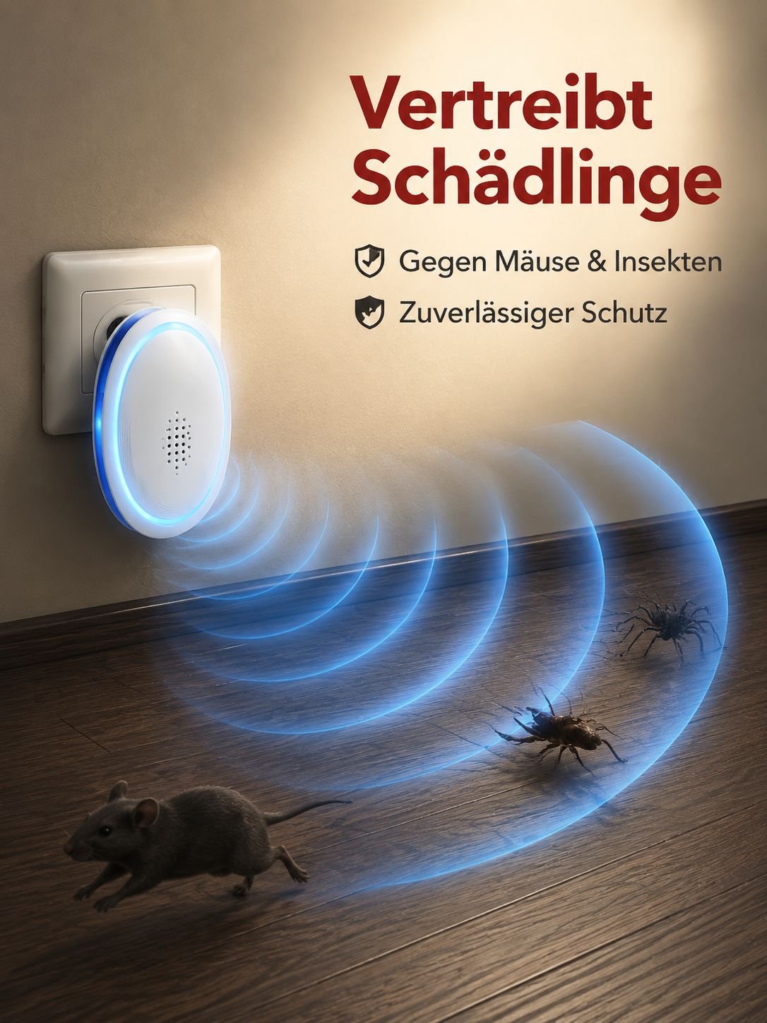 Multifunktionaler Ultraschall-Nager- und Insektenvertreiber für den Hausgebrauch