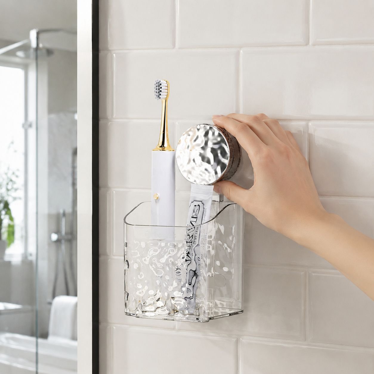Home Suction Cup Glacier Pattern Makeup Organizer