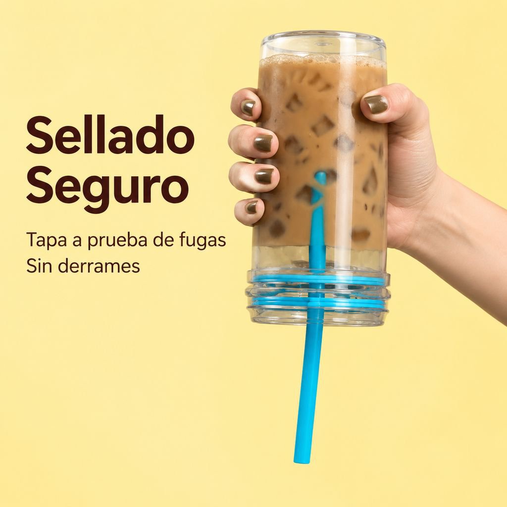 Vaso de Café con Pajita Alta Transparencia Estilo Tritan