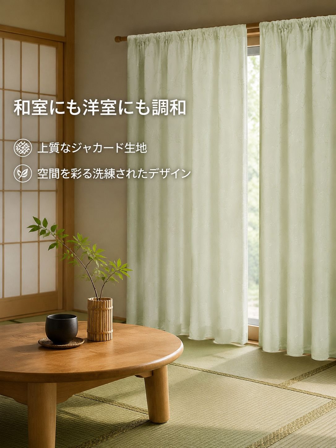 寝室・リビング用 日焼け防止遮光ジャカードカーテン 完成品