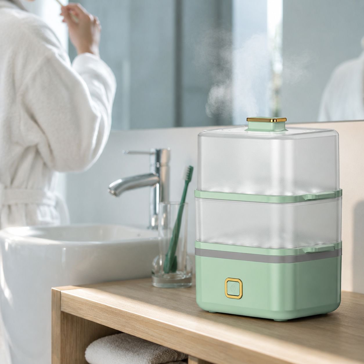 Máquina de desayuno al vapor multifuncional de doble capa para el hogar
