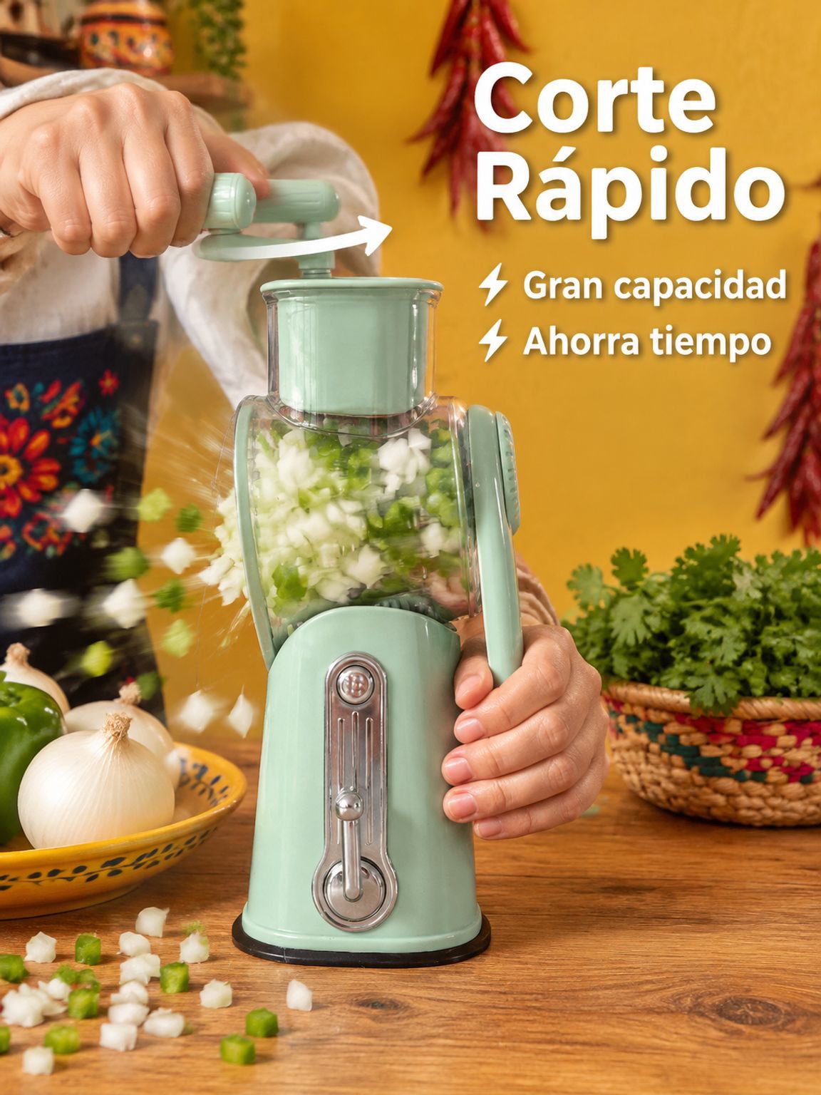 Artefacto multifuncional de corte de verduras y planeador de hielo a mano