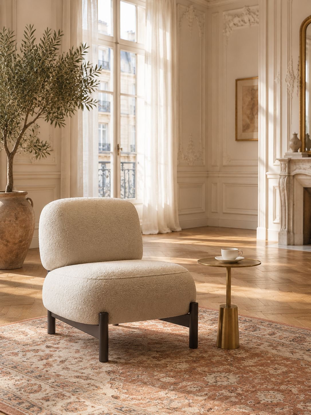 Fauteuil individuel style crème