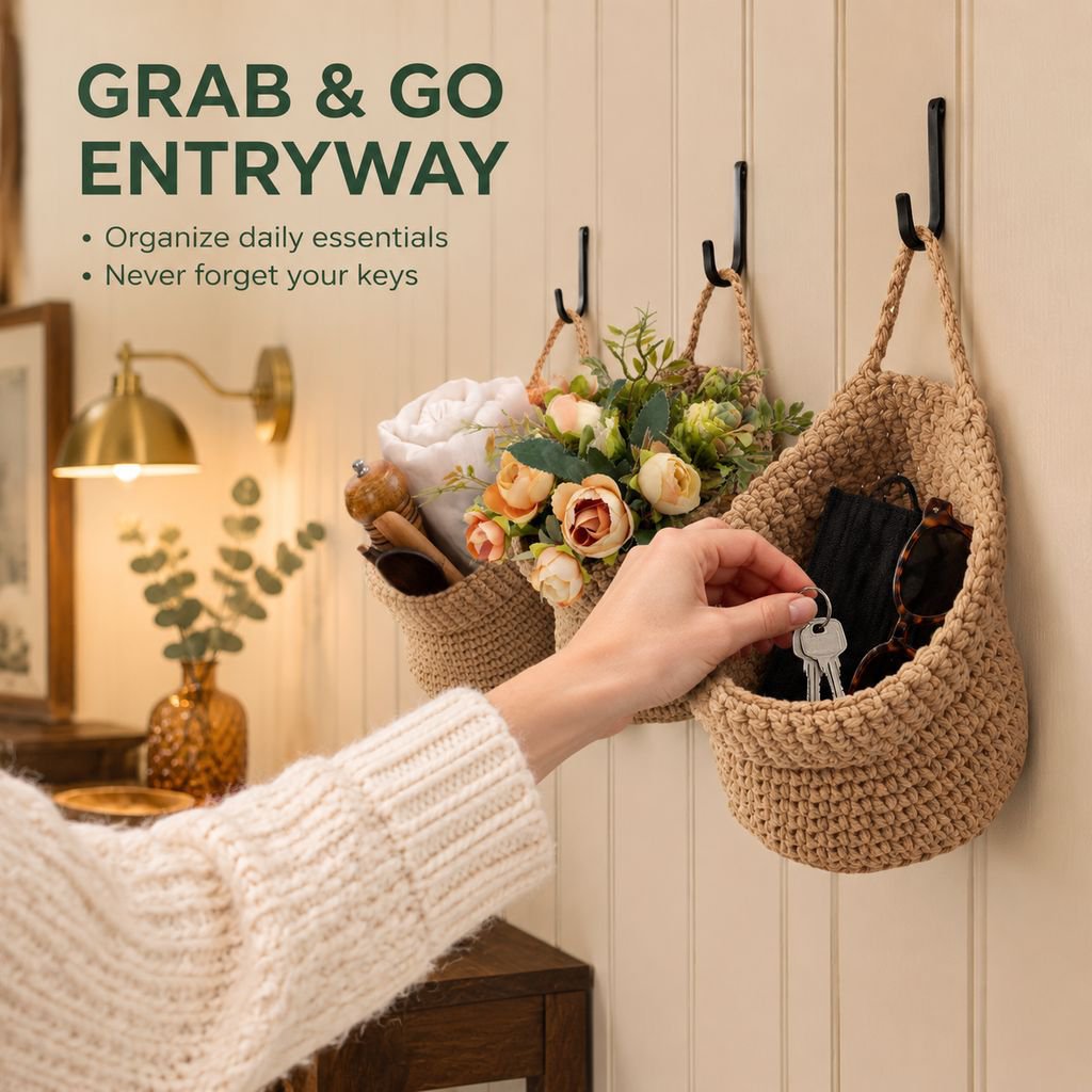 Handwoven Wall Hanging Multifunctional Storage Basket