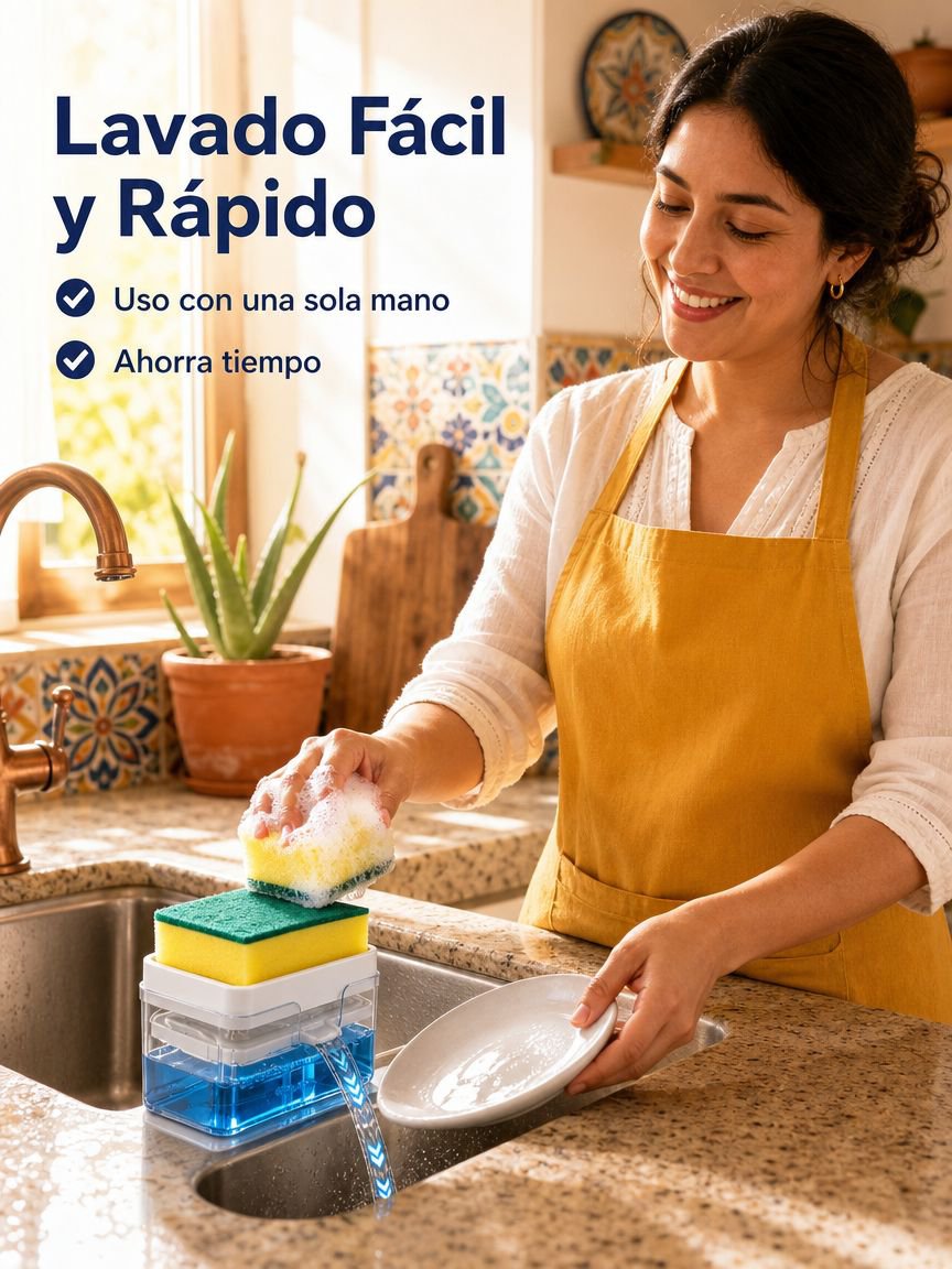 Dispensador automático de jabón multifuncional, fácil de presionar, ideal para limpieza de cocina