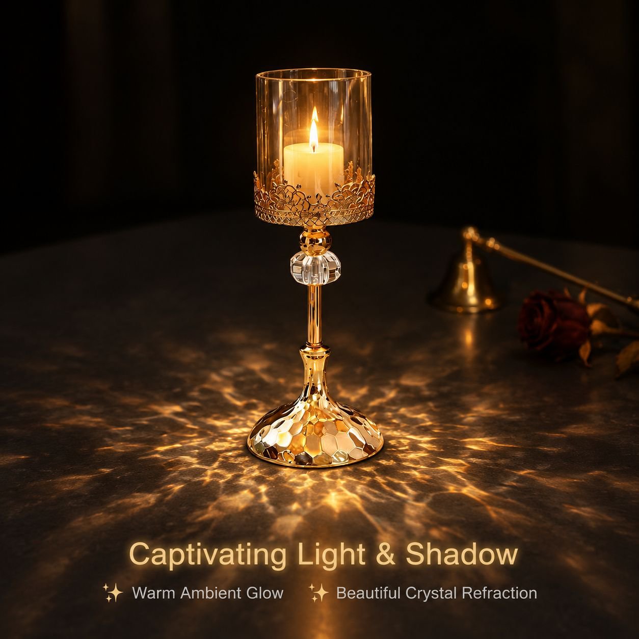 Luxury Gold Crystal Candle Holder European Dining Table Wedding Party Centerpiece