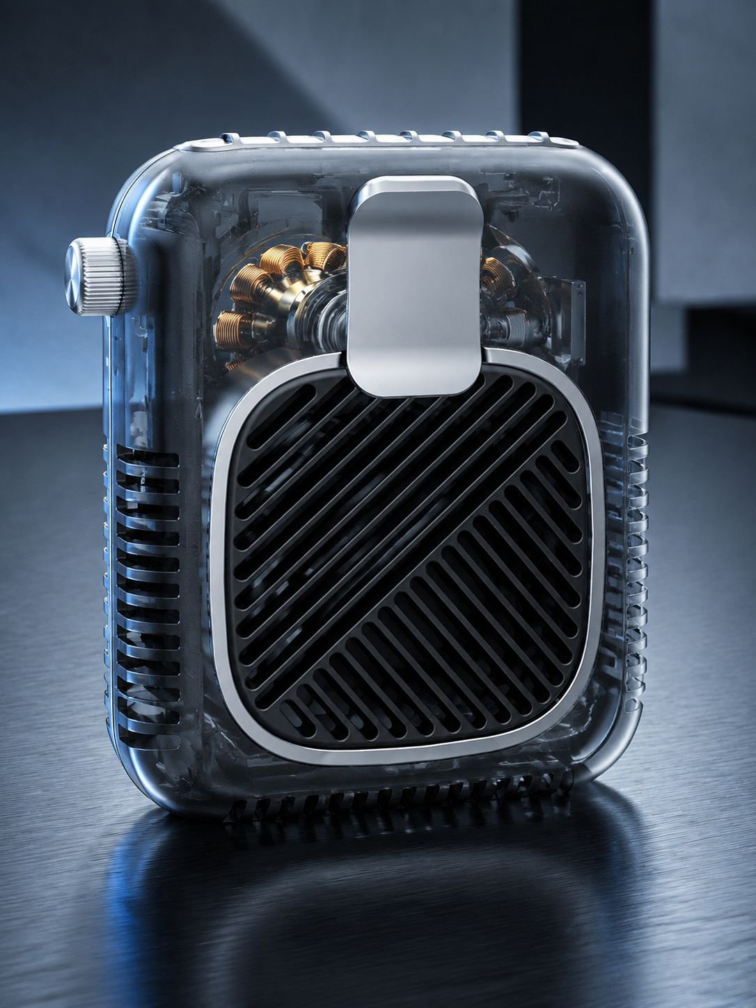Compact waist-mounted fan attached securely to clothing