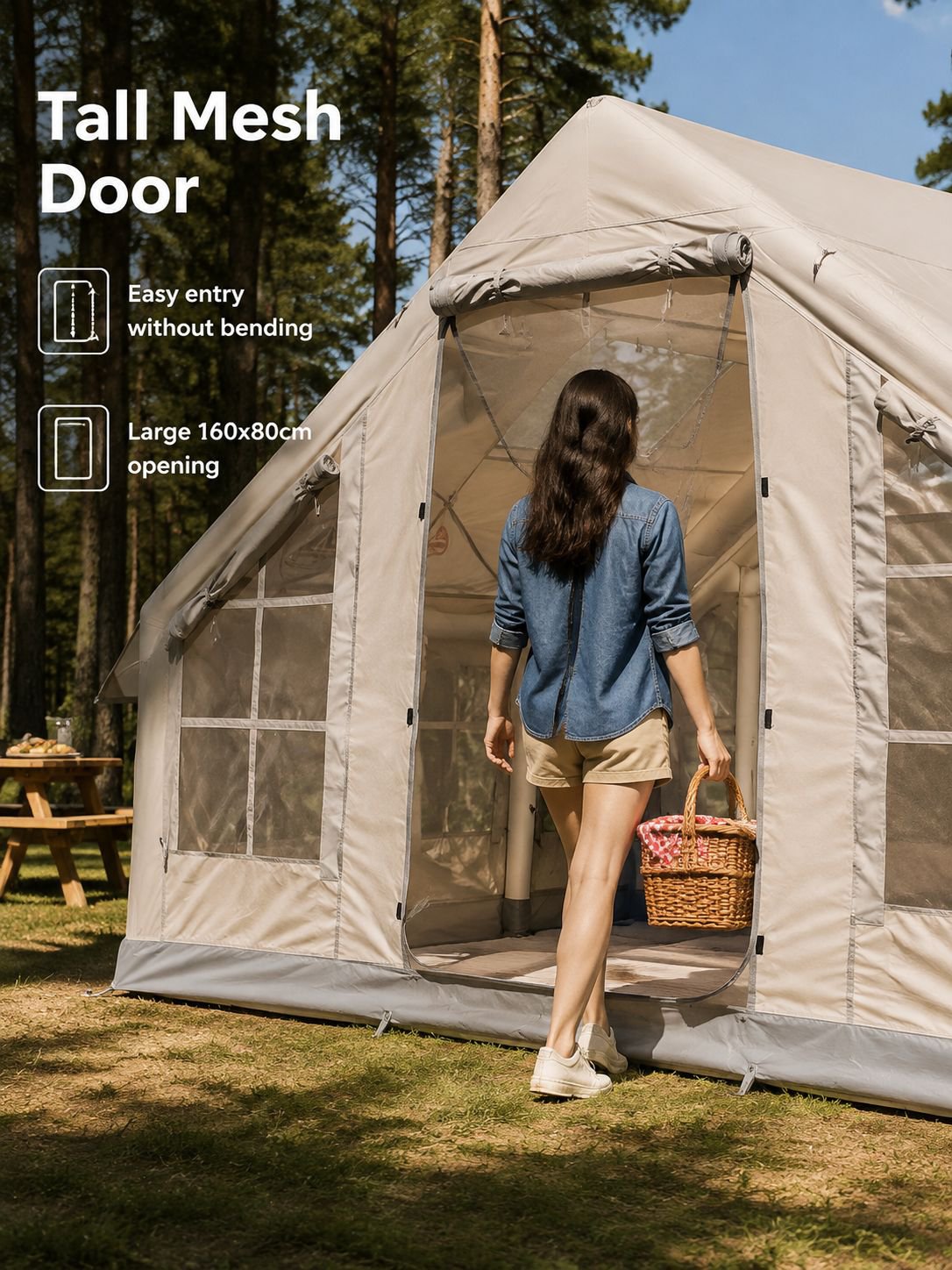 Durable Oxford fabric tent with weather-resistant features