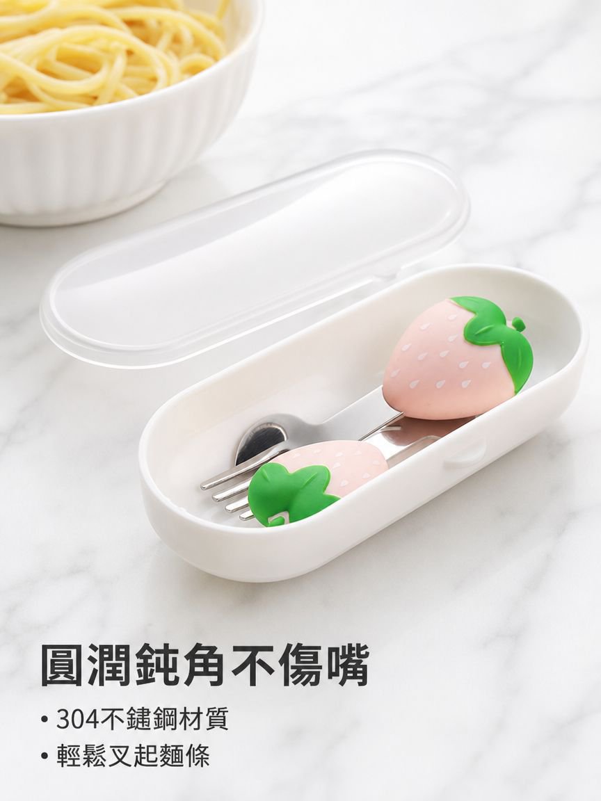 寶寶餵養勺叉組合草莓圖案
