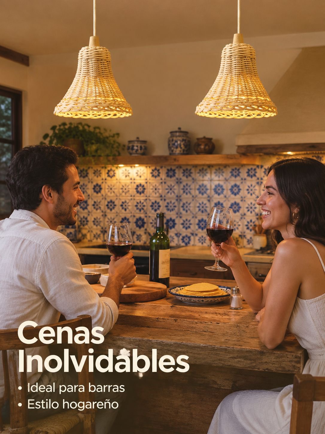 Lámpara colgante de ratán