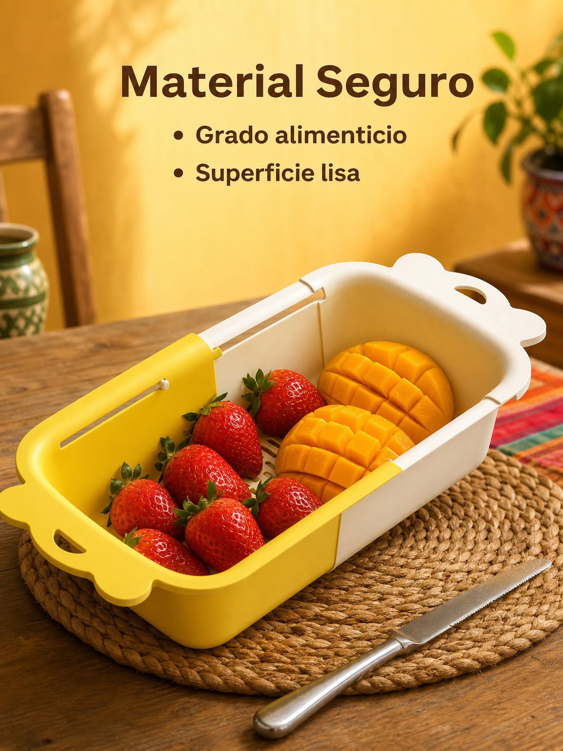 Cesta extensible para lavar y escurrir verduras de grado alimenticio con dopamina