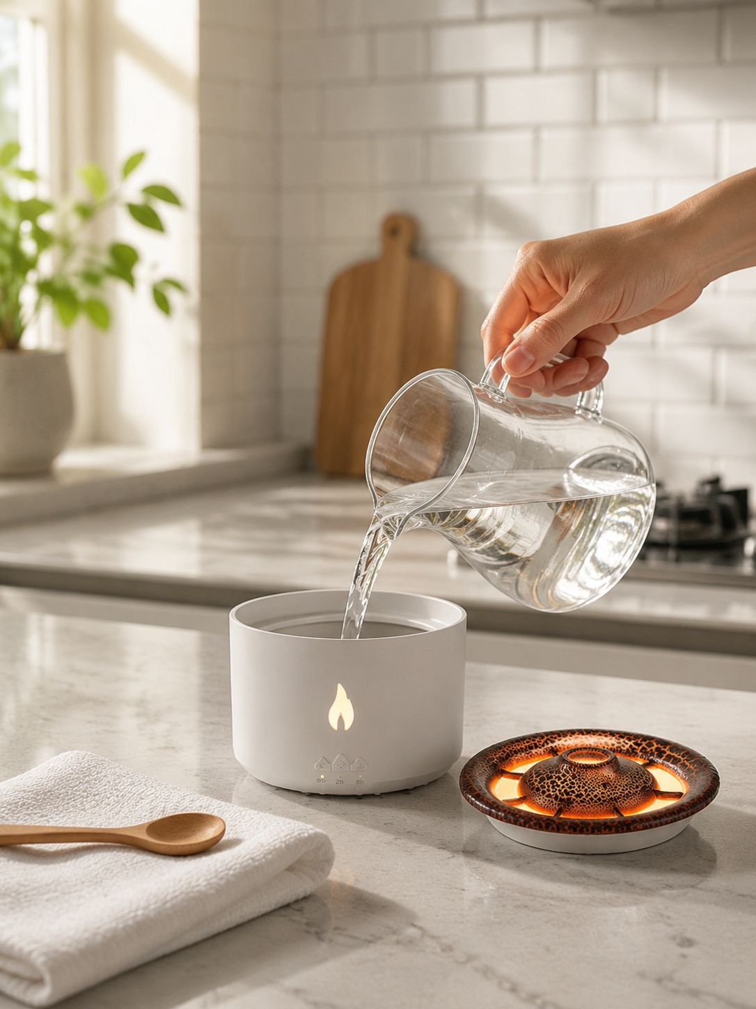 2-color LED volcano shaped humidifier for home and office