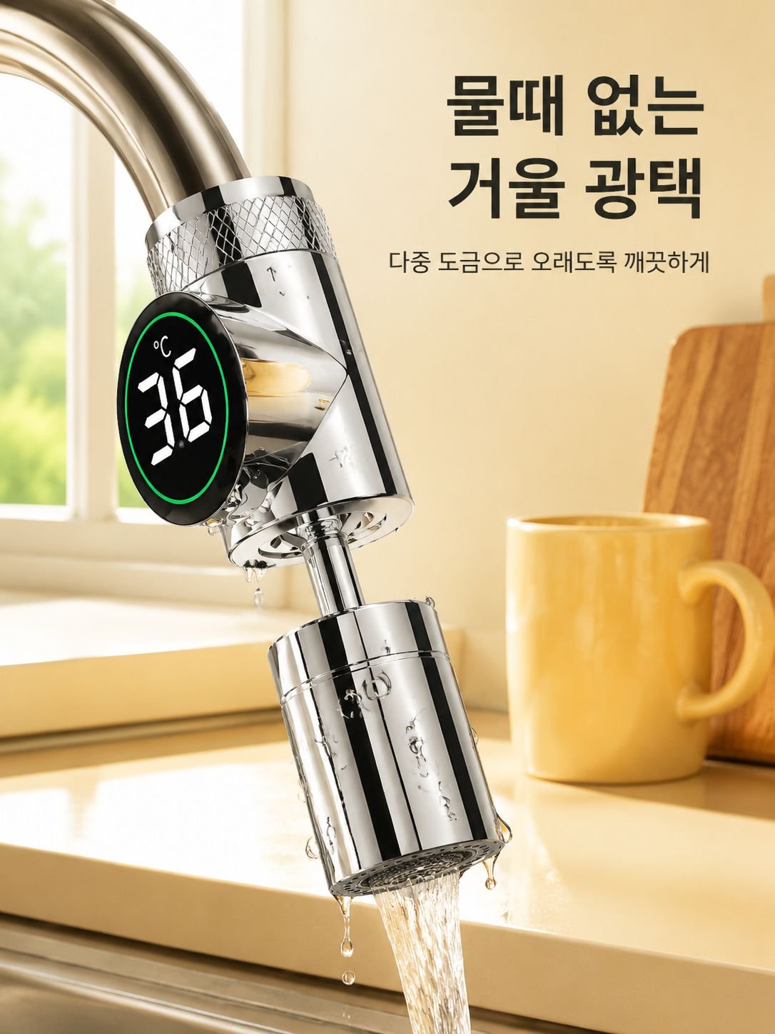 Splash-free faucet extender for efficient washing