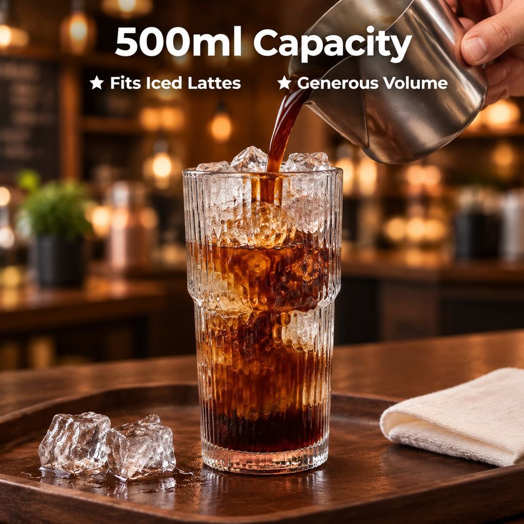 Minimalist Vertical Stripe Clear Glass Coffee Cup