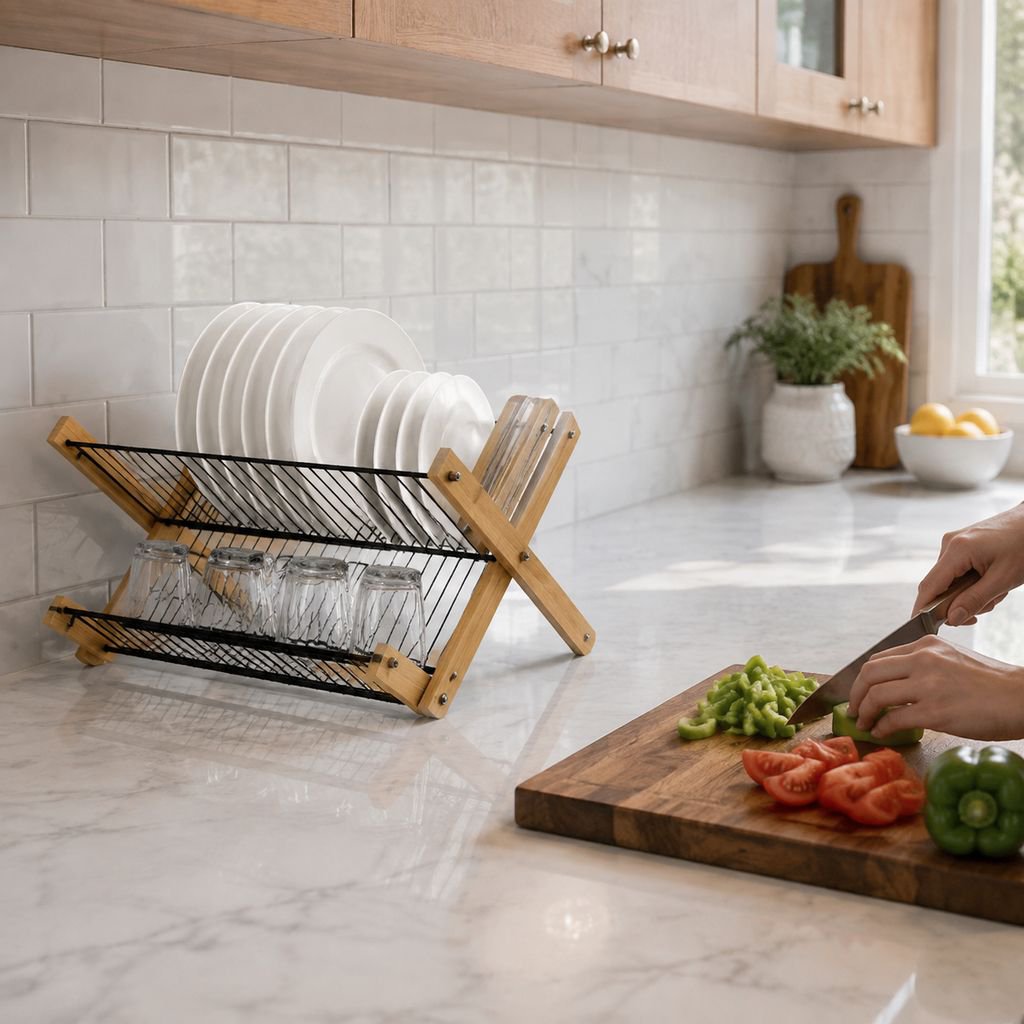 Multifunctional bamboo rack for drying dishes