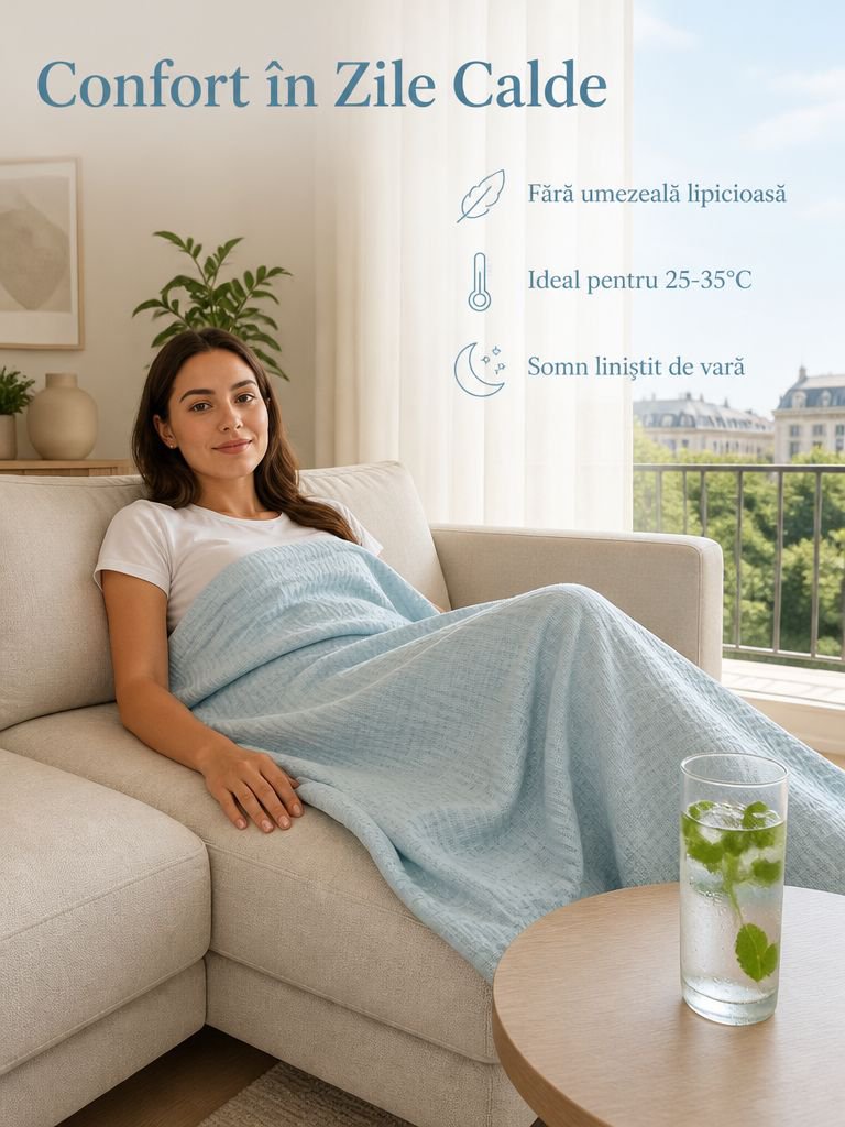 Pătură de vară din tifon, mărime pentru o persoană