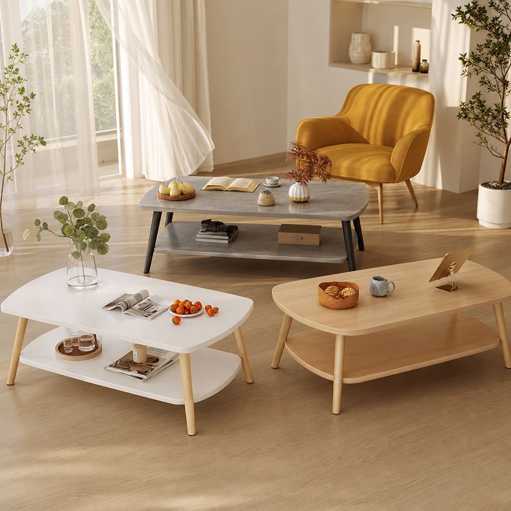 Space-saving double tea table for modern homes