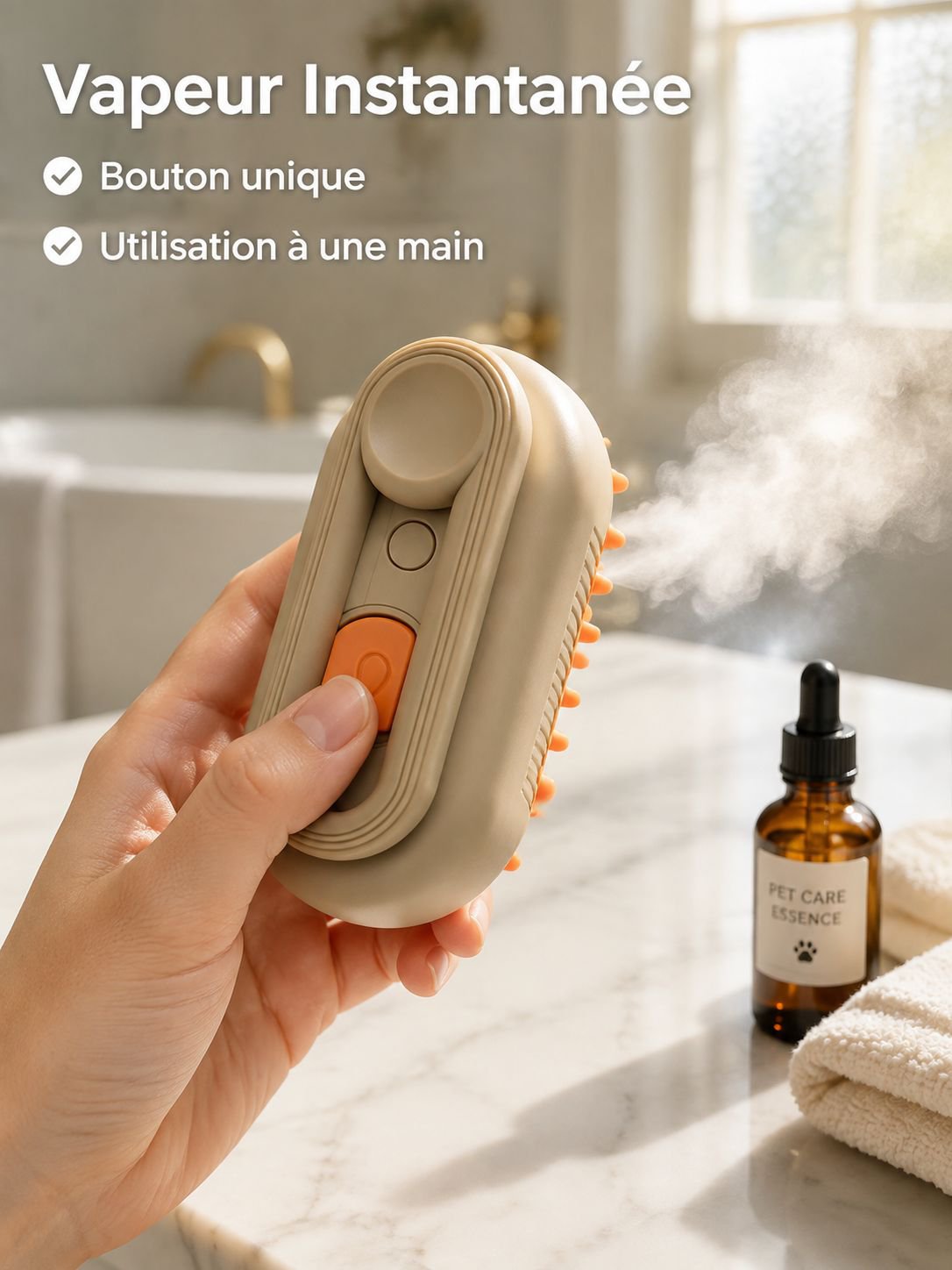 Brosse de toilettage pour animaux à vapeur électrique