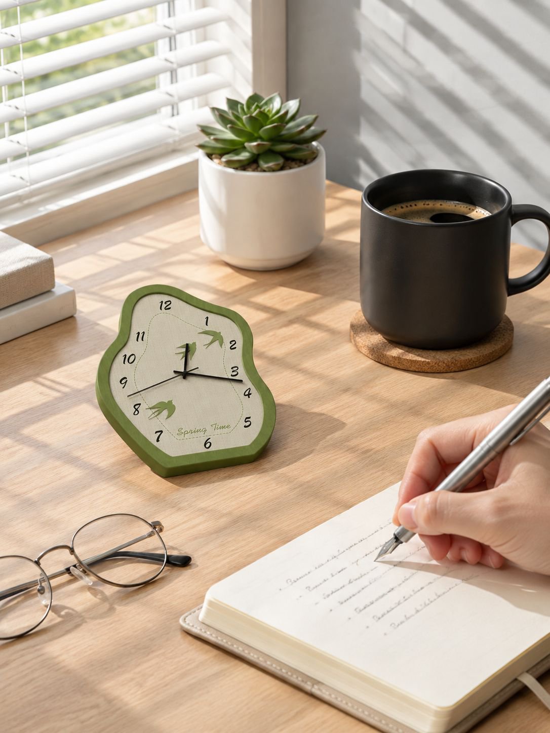 Reloj para la sala de estar con diseño artístico y paisaje verde