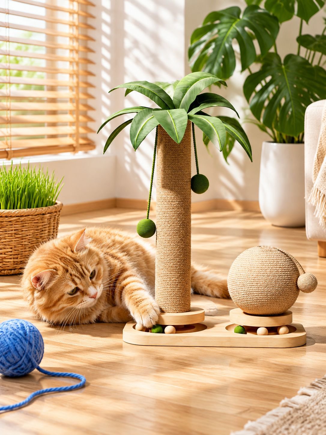 Árbol rascador para gatos fácil de instalar