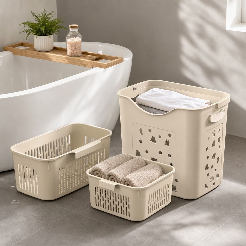 Plastic Dirty Laundry Basket Clothes  Basket Bathroom Storage Bucket Toys Clothes Laundry Basket