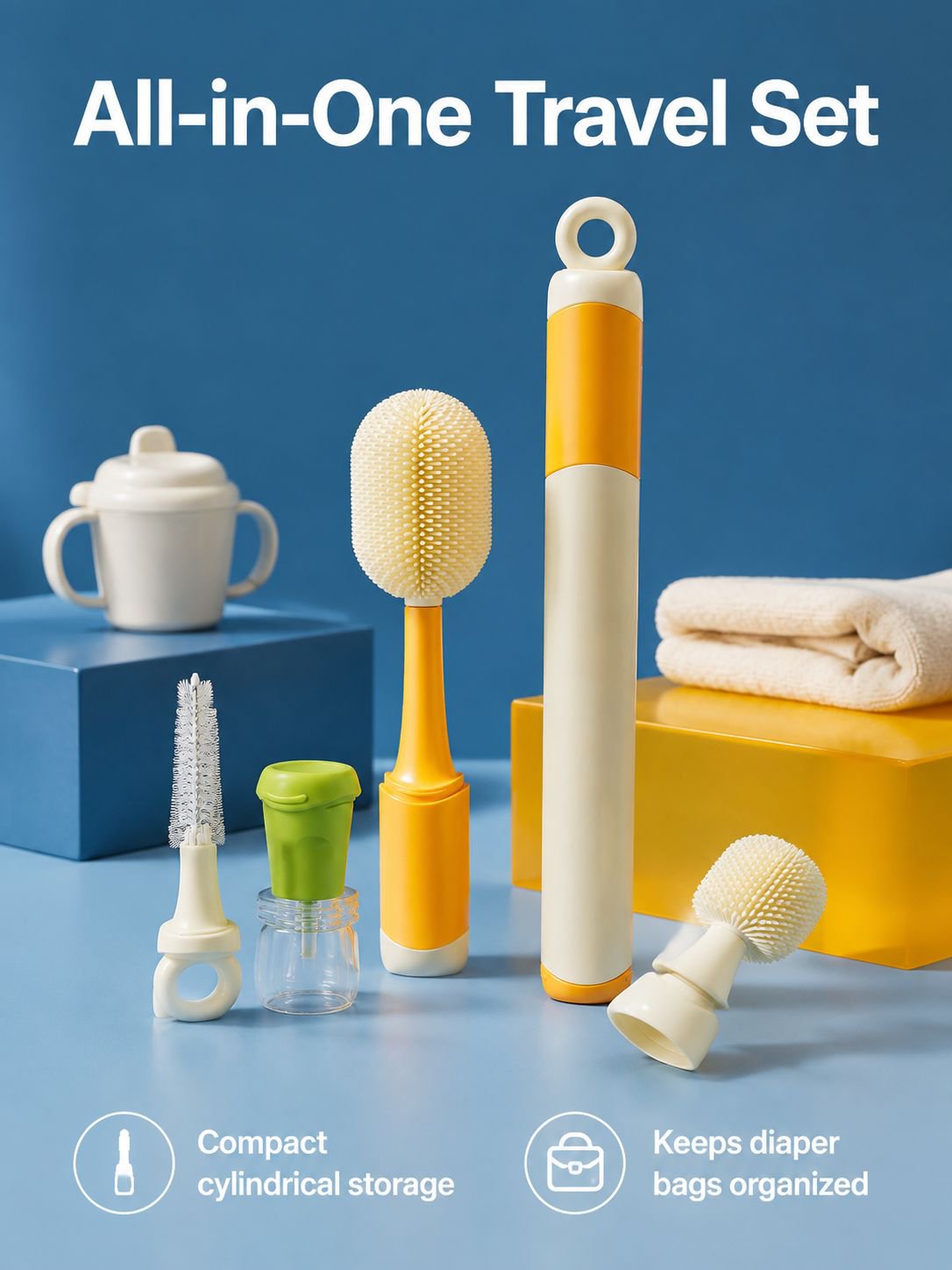 6-in-1 Long Handle Baby Bottle Brush full set