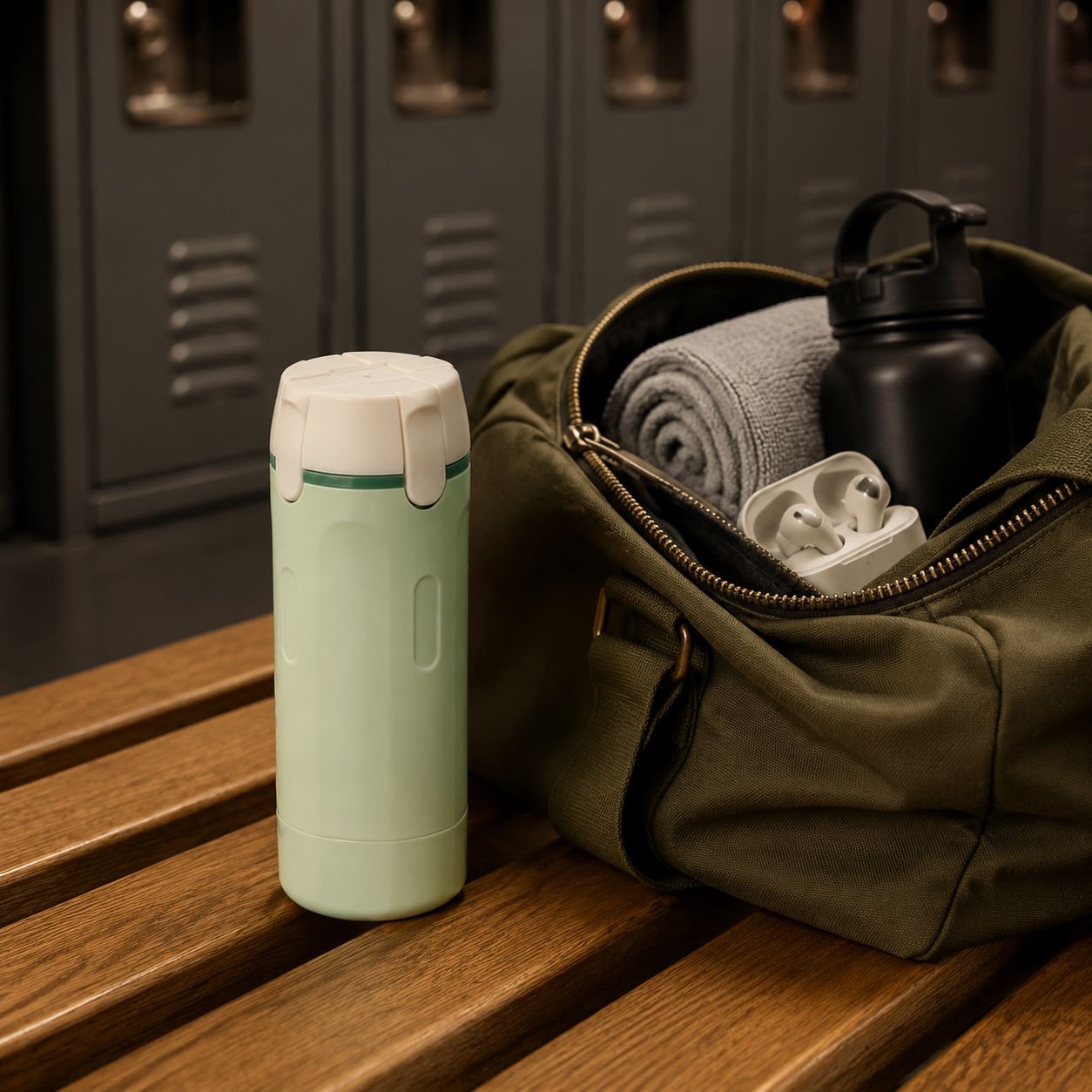 Travel bottle with labeled compartments for liquids