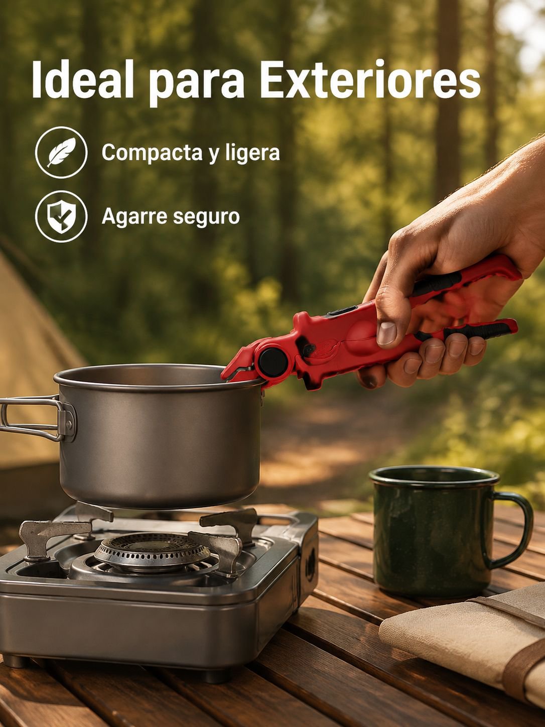 Pinza 4 en 1 antideslizante y resistente al calor para platos